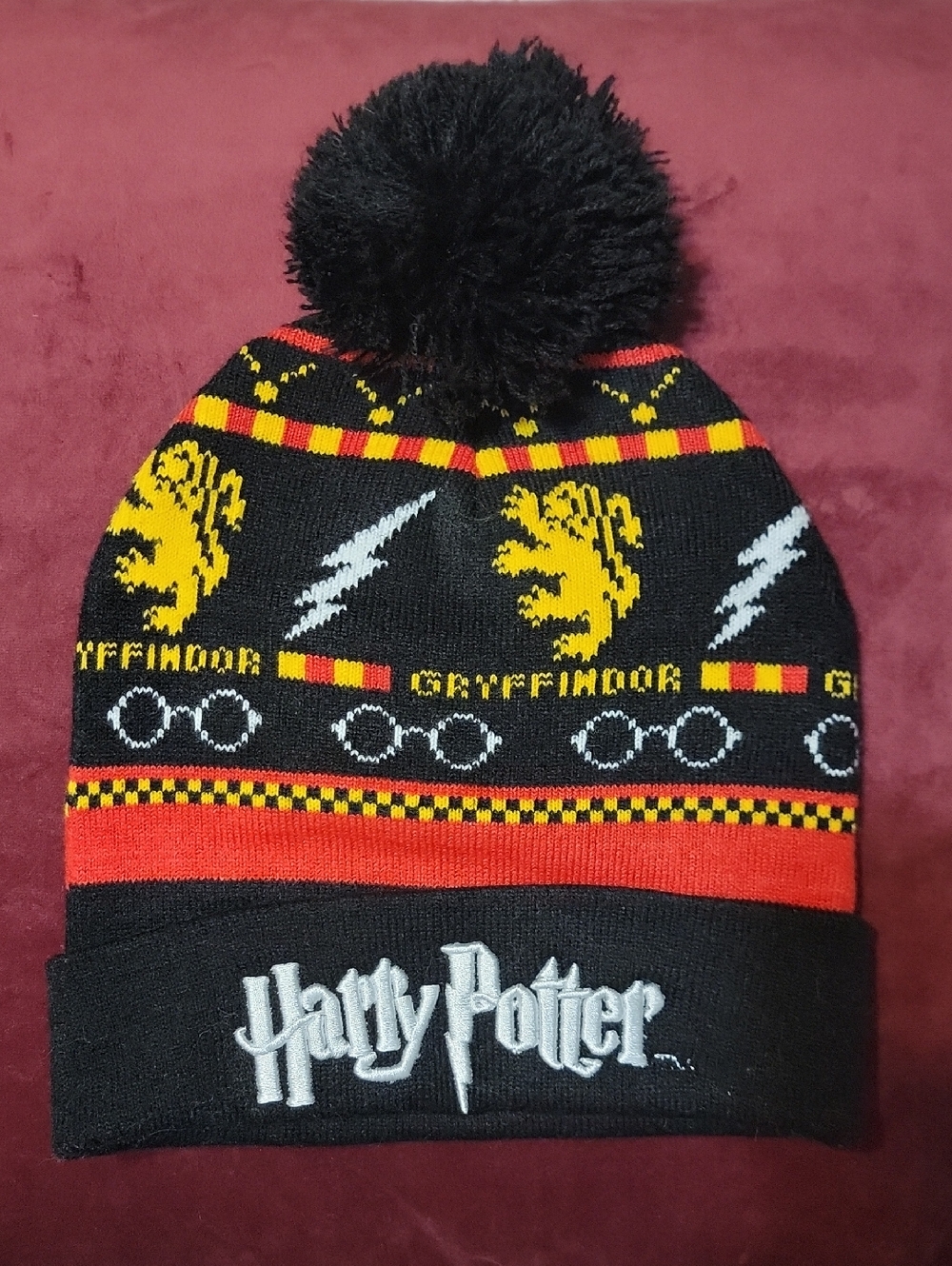 Warner Bros. Harry Potter Gryffindor Knit Pom Beanie - Black, Red & Yellow